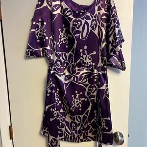 Purple silk kimono like dress with tie back